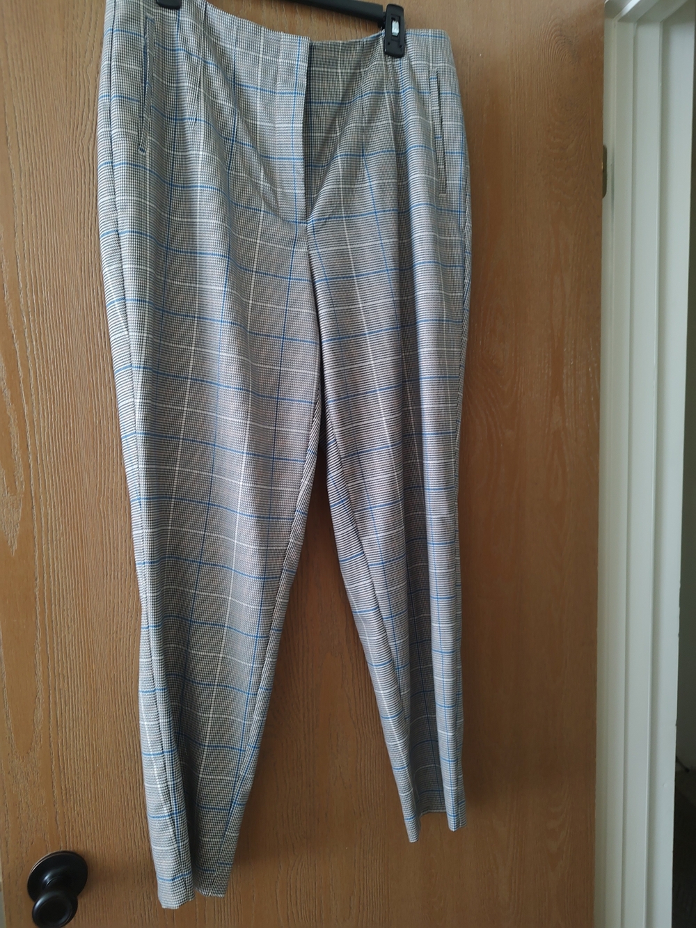 Nine West Gray Plaid Dress Pants with Blue Windowpane